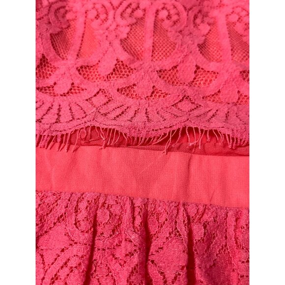 As U Wish NWT 13 Flirty Tiered Coral Lace Dress Open Back Detail Fit Flare Style - Picture 15 of 15